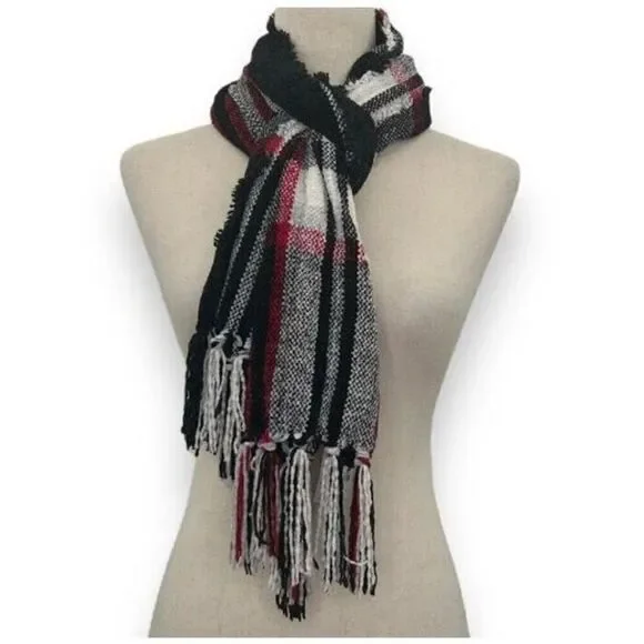 STYLE & CO. - NWT Macy's Soft Chenille Plaid Scarf w/Fringe - 64" x 13" - Picture 8 of 13